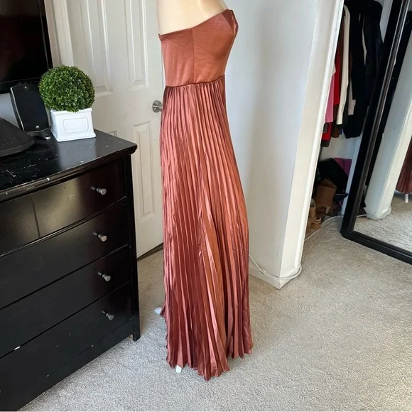 Lulu's Strapless Copper Pleated Dress - Picture 14 of 16